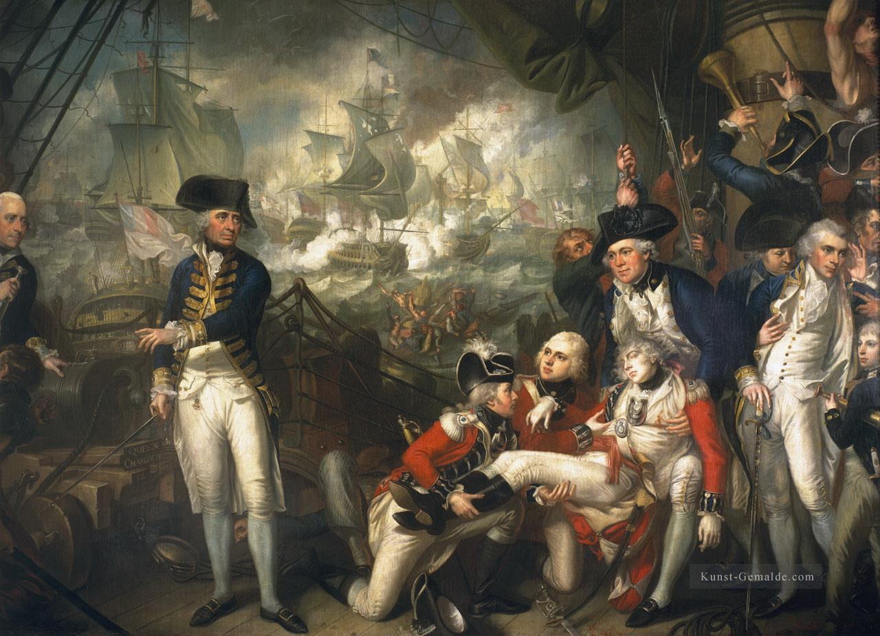 Lord Howe auf dem Deck HMS Queen Charlotte 1794 Seeschlachten Ölgemälde